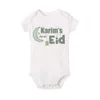 Rompers Baby Eerste Eid Ramada Rompers aangepaste naam baby korte mouw jumpsuit jumpsuit Eid jongens meisjes kleding personen gemeisterd islamitische moslimoutfit T240509