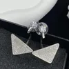 Luxe mode -driehoek Stud -oorbellen met diamant vrouwelijke designer ontwerp dames premium oorrang feest bruiloftsbetrokkenheid 18k wit 209L