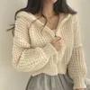 Damskie Dzienniki Koreańska moda Krótki z kaptury kardigan damski jesień i zimowe puste zamykanie na zamek błyskawiczny Kurtka sweter