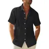 Men's Casual Shirts Summer Top Guayabera Cuban Beach Tees Comfortable Short Sleeve Dress Shirt Ideal Blouse For Warm Weather