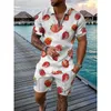 Parcours masculin Tracks Fruit Tracksuit Ananas Pawpaw 3D Print Short Slve Zipper Polo Shorts Sets 2 pièces Strtwear Strtwear Sett T240507