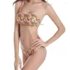 Frauen Badebekleidung plus Größe 6xl sexy Frauen Bikini -Sets Abnehmbares Polster weiblich vollständig gefüttertes Tankini Ein Schulter molliger Schönheitstrend