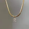 Kvinnor Luxury Halsband Inlagd Zirkonbokstav Initial Pendant Halsband Lady Högkvalitativ guldkedja Söt charms Collier Alfabethalsband smycken Friends Gift