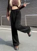 Frauenhose Capris Houzhou Koreaner schwarzer Cord -Cord -Weitbein Hosen Frauen Harajuku übergroß