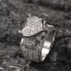 Nieuwe aankomst AAA Zirkon Hartvorm Ring Bling Iced Crystal Women Rapper Rings sieraden voor mannen vrouwen