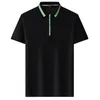 Polos pour hommes Coton pur coton séchage rapide Polo Shirt Men Handsome Trend Sleeve Half Zipper T-shirt Social Casual Laple Tee Tee 2024