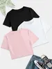 メンズTシャツ春と夏のレディース衣料品のためのソリッドカラークルーネックライントリッピングTシャツの3パックカジュアルショートセブンピースh240508