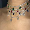 Bling Iced Out Chains Ожерелья дизайнерские женщины хрустальный ванна с прямоугольником подвесной золотой серебряный серебристый серебряный хит -хоп.