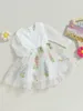 Girl Dresses NABINE GIRALE Abito in pizzo vintage Floral ricamato a maniche lunghe Principessa festa per bambini Flower