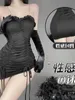 Basic lässige Kleider zweiteilige Kleidung modische und sexy Mini -Kleid Unterwäsche sexy Riemen gewickeltes Hip Kurzkleid elegantes und unregelmäßiges Kleid 2023 Neues Top süß