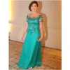 الأم الطويلة لفساتين العروس لحفل الزفاف 2021 أكمام قصيرة من النساء الخضراء عشاء رسمي Kurti Vestido de Madrinha 0509