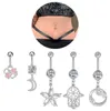 BCMI Navel Rings Mixed Styles Dangled Navel Belly Button Rings Heart Star Opal CZ Belly Piercing Ombligo Oreja Surgical Steel Body Jewelry Women d240509