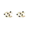 Stud Geometry Brand beroemd 20 -stijl oorbellen Designer C Letters Crystal Rhinestone Zwart -witte parels oorr earring mode vrouwen bruiloftsfeest sieraden rystal