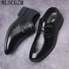 Kleiderschuhe Büro 2024 Herren Real Leder Business Suit formelle Männer Hochzeit Italienisch Oxford für Coiffeur