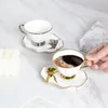 Coffee Cup Bone China Porcelain Coffee Set Northern Europe Style Cups Saucers Set Butterfly Ornaments Ceramic Drinkware 240508