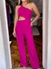 Others Apparel Drauuing Red Jumpsuit Women Slveless 2023 Fashion Summer Jumpsuit Women Off Shoulder Skinny Straight Pants Women Casual Y240509