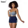 Jeans femminile ladiguard 2024 sexy shorts in jeans lace-up da donna con cerniera ad alto taglio mutandine tasca