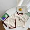 Clothing Sets 6m-4y Cartoon Bear Baby Outfits Casual Cute Boys And Girls Two Piece Set Summer Kids Clothing Short Sleeved Suits Home Clothes H240508