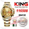 SALE 116508 SA4130 Automatic Chronograph Mens Watch KING Yellow Gold Champagne Stick Dial 904L Oystesteel Bracelet 72H Power Reserv Super Edition Puretime PTRX