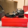 Shoes Paris Women Designer Sandals Pumps Patent Leather Shoe 3/7cm High Heels Mary Jane Pump Double Strap Block Heeled Flower