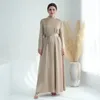 Этническая одежда последнее платье с бриллиантами атласная женщина -мусульманская масличная одежда