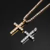 men's lady cross necklace Pendants Cuban chain top Solid large cross pendant with micro-set zircon personality trendy men's h 260k