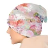 Berets Romantic Pink Teal Watercolor Chic Floral Pattern Beanies Knit Hat Flowers Abstract Modern Background