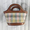 MICRO Brown Basket Bag Straw Tote Shoulder Bags Ladies Summer Small embroidered weave handbag Crochet Beach Grass Crossbody Purse Clutch travel Pouch fanny packs