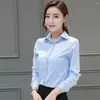 Blouses feminina de verão de manga curta camisa branca de cor sólida cor de fid Slim Blush office office Office Of Work Rousing