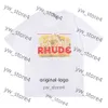 Rhude Shirt Ins Hot 23ss Men TシャツLuxury Rhude TシャツスケートボードメンズデザイナーTシャツ女性男性カジュアルTシャツグッドメンズTシャツ6349