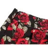 Röcke 3xl hohe Taille Blumenfelsenfalt gefaltet Ski Womens Sommer Red Rose BOHE 50S 60S RETRO SKI MIDI Übergroße Kleidung 2405