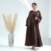 Vêtements ethniques Dubaï Abayas Satin Femmes Musulman Open Cardigan Maxi Dress Robe Kaftan Islamic Party Kimono Arabe Turquie Caftan Jalabiya
