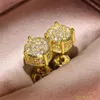 Choucong hip hop stud örhänge vintage jelry sterling sier gul guldfyllning pave vit safir cz diamant glittrande kvinnor män örhängen för älskare gåva