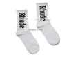 Rhude Mens Sock Designers Simple Letter Högkvalitativ bomull Europeisk American Street Trend Socks Men and Women Socks Rhude Par In-tube Socks