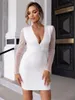 Casual Dresses Yissang Plunging Neck Sequin Mesh Bodycon Dress