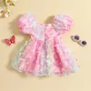 Robes de fille en bas âge bébé fille princesse papillon ailes de fée robe sans manches plissée en tulle en couches