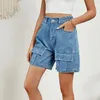 Frauen Shorts Modes Streetwear Jeans für Frauen Sommer Feste Farbe hoher Taille Kurzhose weiche Strecher Denim Outdoor Frauen