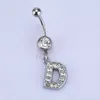 Anelli di ombelico Lettere A-Z Bullone anello Piercing barra perforato per penzolante Crystal inossidabile