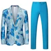 Ensemble pour hommes Ensemble de fleurs orange 2 pièces One Button Business Leisure Mariage Birthday Party Set et pantalon 240430