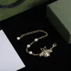 Gold Bee Bracelet Pearl Chain Designer Bracelet Bee Pearl Tail Bracelet G Jewelry Gift