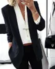 Женские костюмы Blazers Wotwoy 2022 Solid Office Lady Women Осень черные пальто женская формальная куртка с длинным рукавом женская карманы