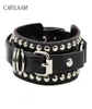 Bracelets de charme caiylaam punk style rivet cuir pour femmes bijoux rock hommes en noir et blanc couple hip hop couple4945728