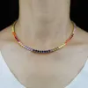 Hot Fashion 4mm Multi Color Tennis Chain Iceed Out Bling красочный радужный колье CZ Cz Choker для женщин хип -хоп украшения