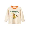 T-shirts 2024 Spring och Autumn New T-shirt Girl Cartoon Bear Long Sleeved Cotton T-shirt Childrens Top T-shirt Childrens Clothing Direct Shippingl240509