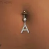 Navelringe Neue Rave A-Z Anfangsbuchstaben Bauchnabel Nagel Bar Langhantel Drop Dangle Navel Ringe Piercing Frauen Männer Körper Schmuck sexy für Frauen D240509