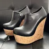 Dress Shoes High Quality Women's Heels Sexy Wedge Glamorous Round Head Elegant Black Plus Size US 5-15