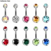 Navel Rings 5/10/15/20pcs/lot Single Crystal Rhinestone Belly Button Rings Navel Piercings Ombligo Multicolor Ball Nombril Surgical Steel d240509