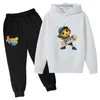 Giyim setleri Bugs çocukları sevimli karikatür 2pcs bahar sonbahar uzun kollu kapüşonlu pantolonlar 3-13 yaş