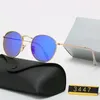 Óculos de sol redondos Design da marca UV400 Eyewear Metal Gold Golses Sun Glasses Men Mulheres espelham óculos de sol Polaroid Glass Lens 216h
