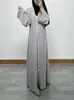 Ethnische Kleidung Abaya Femme Musulman Middle East Fashion Elegant saubere Farbnagelbeuld Diamant Schnüre -up -Strickwäsche Muslim für Frauen